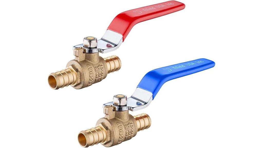 two brass shutoff valves