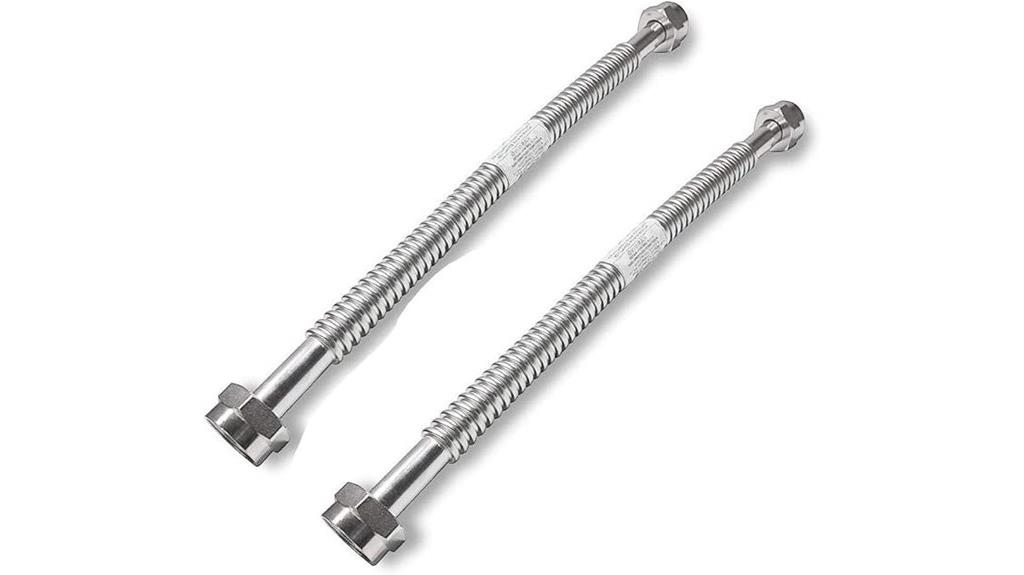 two stainless steel water connectors