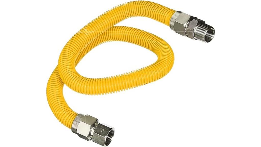 yellow coated stainless gas connector