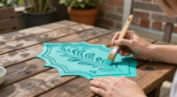 Paint And A Stencil Turned Their Outdoor Patio Into The Perfect Hangout Spot