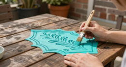 Paint And A Stencil Turned Their Outdoor Patio Into The Perfect Hangout Spot