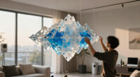 suspended glacier forms translate climate change into an interactive installation in shanghai