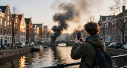 Grote Brand Bij Woning Op Prinsengracht, Zwarte Rook Boven Centrum Amsterdam - NH Nieuws