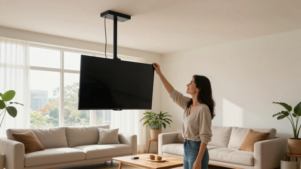 She Didn't Want Her TV Taking Up Wall Space — So She Hung It From The Ceiling