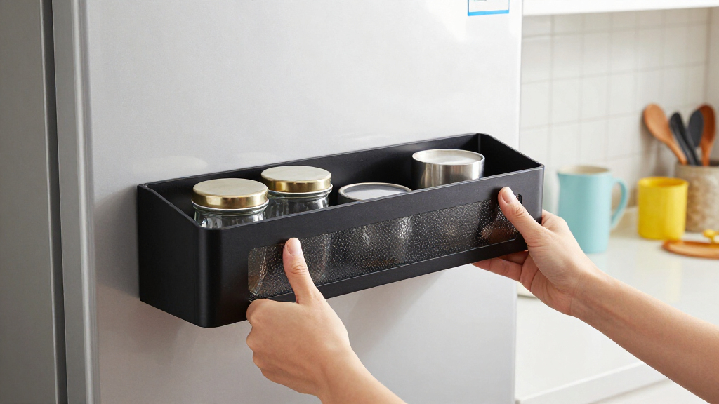 This Magnetic Shelf Turns The Empty Side Of Your Fridge Into Extra Storage Space