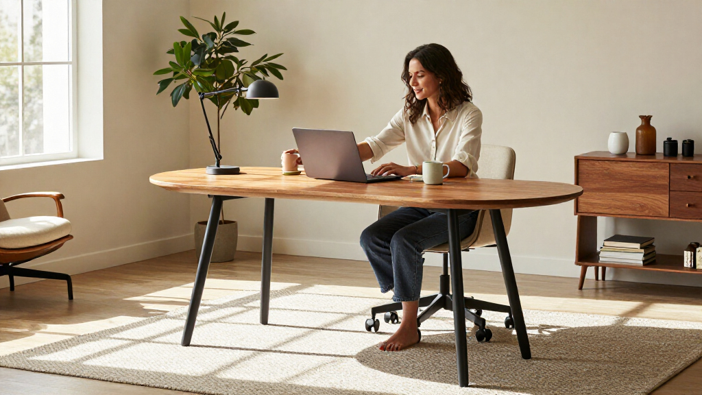 Don't Put Your Desk Against The Wall — This 'Bean Desk' Is How The Design Crowd Is Making The Most Of Their Small-ish Spaces